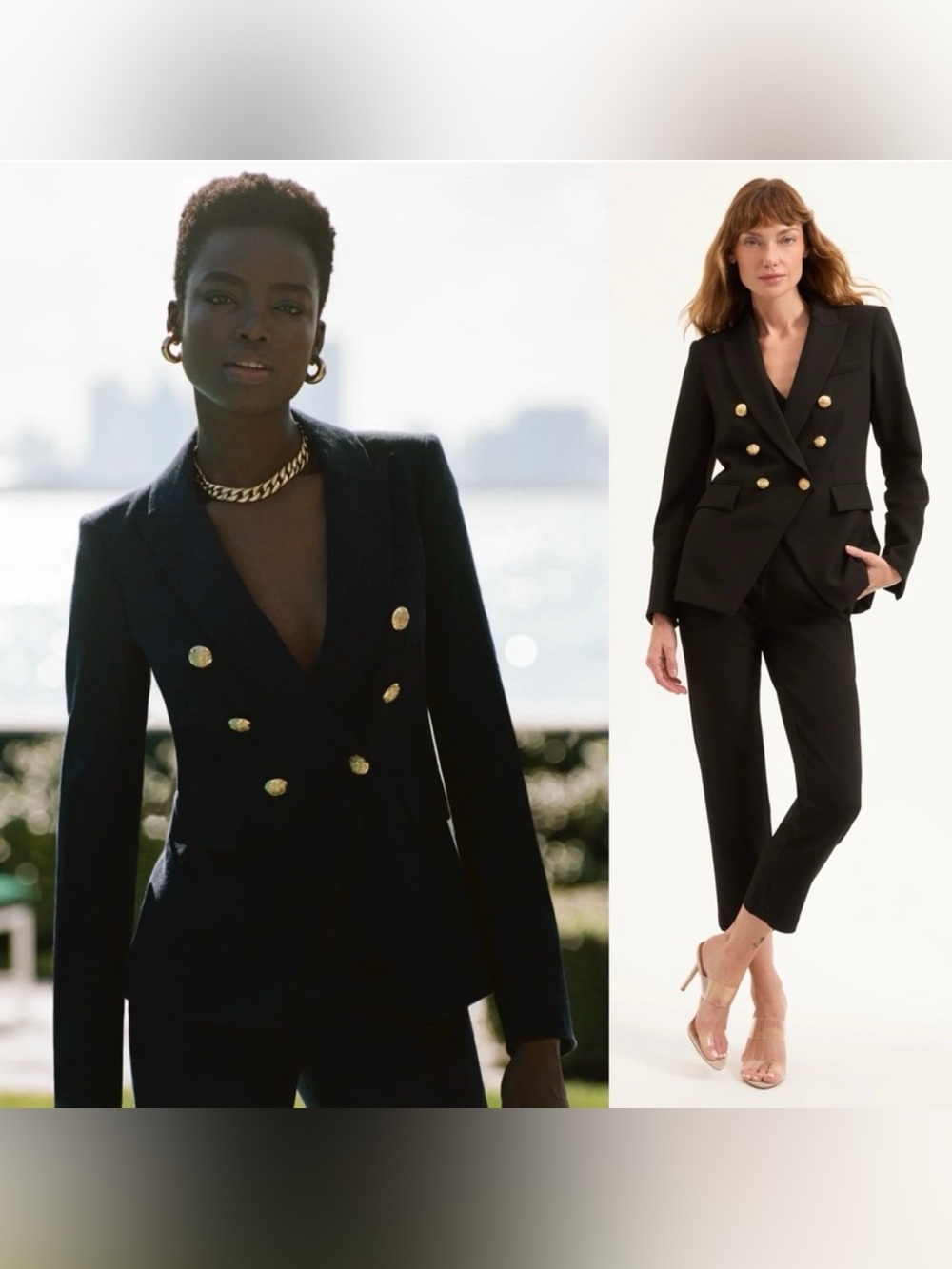 Veronica Beard Miller Dickey Blazer Jacket Black Black With Gold Buttons Size 12